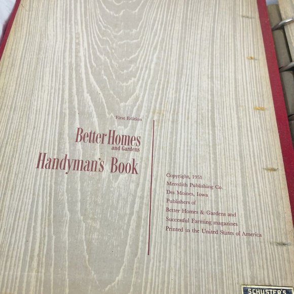Better Homes and Gardens HANDYMAN'S BOOK 1951 Red 5 Ring Binder Vintage Smell - Picture 3 of 13